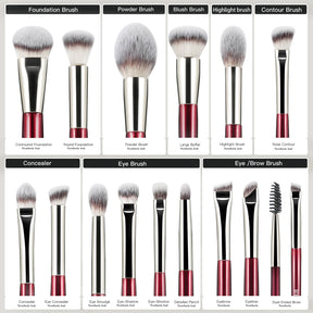 BEILI Soft 8/9/15/30Pcs Makeup Brushes Suitable for Foundation Powder Concealer Eyeshadow Eyebrow Eyelashes Eyeliner Brush Set