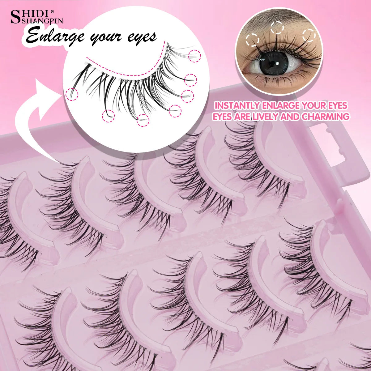 Manga Lashes 20Pairs Natural Wispy False Eyelashes Full Strip Clear Band Mink Lashes Cosplay Daily Dating Korean Makeup Tools