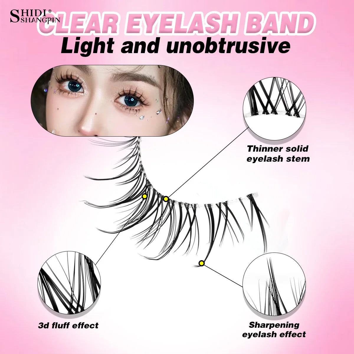 Manga Lashes 20Pairs Natural Wispy False Eyelashes Full Strip Clear Band Mink Lashes Cosplay Daily Dating Korean Makeup Tools