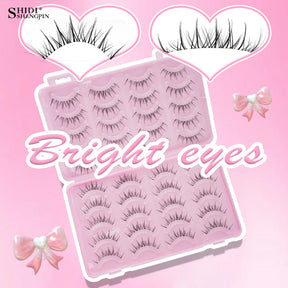 Manga Lashes 20Pairs Natural Wispy False Eyelashes Full Strip Clear Band Mink Lashes Cosplay Daily Dating Korean Makeup Tools