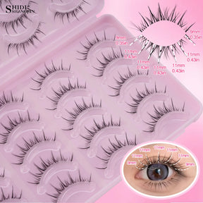 Manga Lashes 20Pairs Natural Wispy False Eyelashes Full Strip Clear Band Mink Lashes Cosplay Daily Dating Korean Makeup Tools